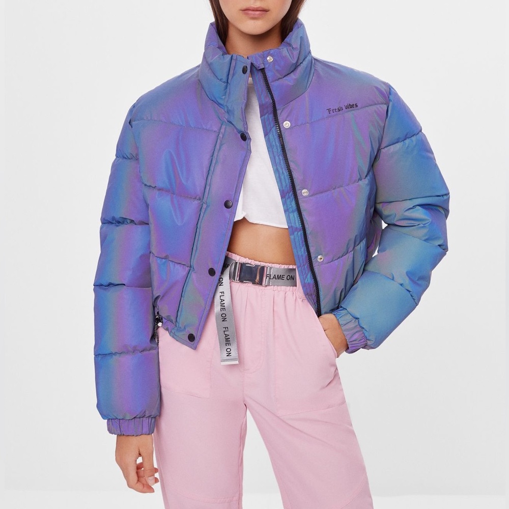 Bershka Iridescent Bomber Jacket